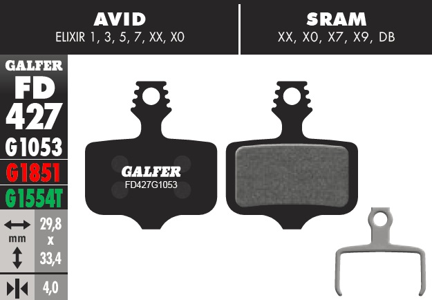 Galfer Pastillas Sram XX, X0, X7, X9, DB, Level, T, TL, Red/Rival/Force AXS