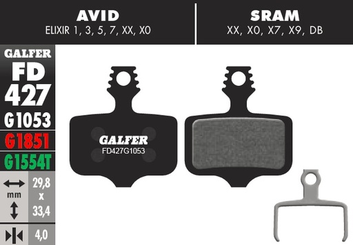 [FD427G1053] Galfer Pastillas Sram XX, X0, X7, X9, DB, Level, T, TL, Red/Rival/Force AXS