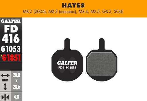 [FD416G1053] Galfer Pastillas Hayes MX-2, 3, 4, 5, GX-2, Sole